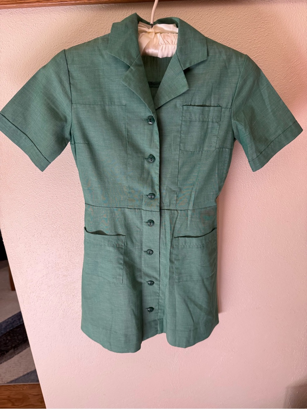Vintage Girl Scout Uniform Short Sleeve Green Dress size 6 w/GS Beret
